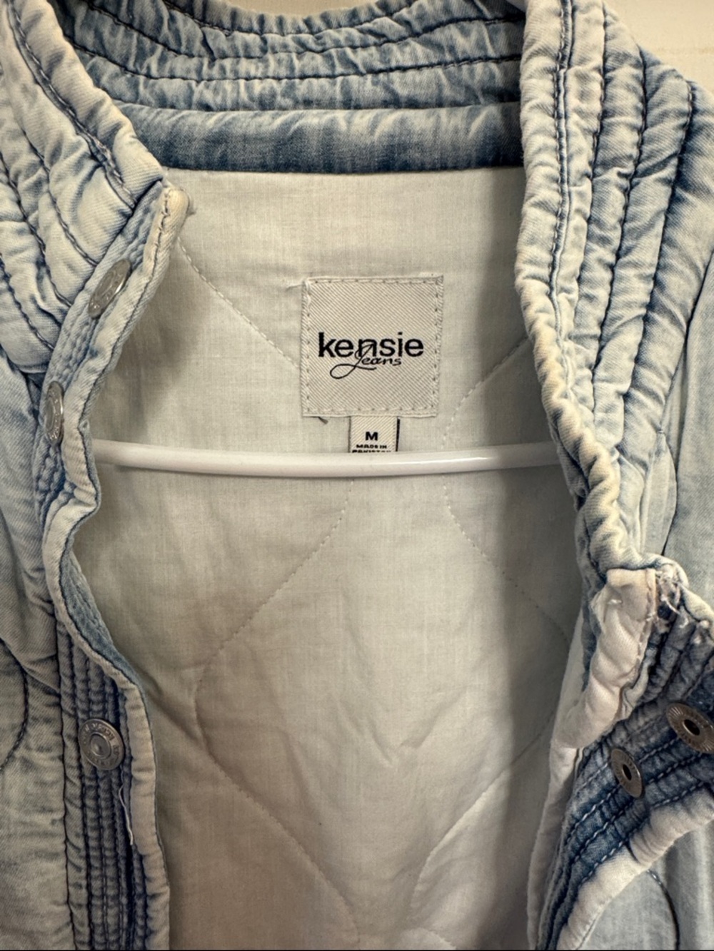 Kensie Pale Blue Quilted Bomber Jacket - Picture 4 of 4